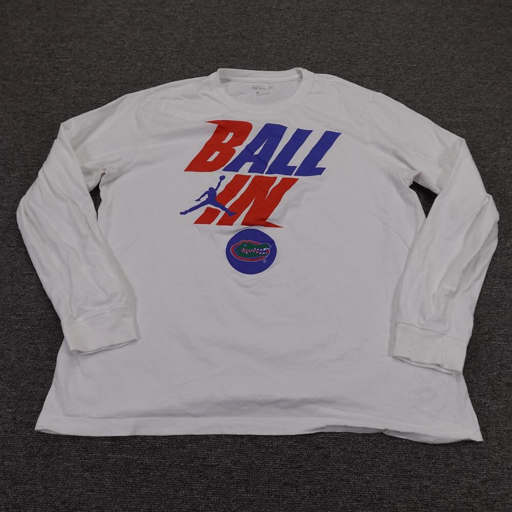 Florida Gators Shirt Mens XL White NCAA Basketball Nike Ball In Long Sleeve